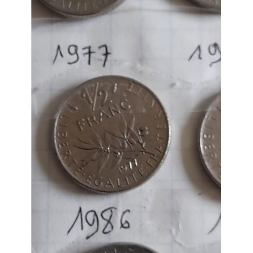 Lot De 16 Pieces De 1/2 Franc De 1965 A 1997