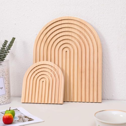 Lot De 2 Planches De Bois Boho Déco Arc-En-Ciel, Bois Décoratif En Pin Pour Étagère Murale Photo, Décoration De Table, Dressing Déco, Décoration De Chambre
