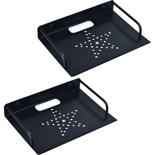 Étagère Murale En Métal, Noire, Support Flottantes Etagere Pour Routeur, Videoprojecteur, Boîtes De Câble, Decodeur, Consoles De Jeux, Lecteurs Dvd (2pcs, Petite)
