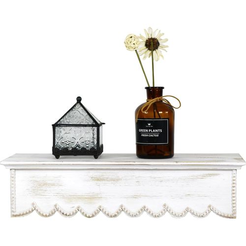 Petite Étagère Murale Rustique En Bois 41 X 16 X 8 Cm (Blanc)