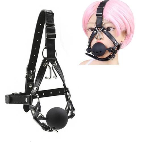 Bdsm Bondage Harness Strap Head Belts With Silicone Hollow Mouth Gag Ball And Nose Hook For Fetish Slave Role Play Sex Toys