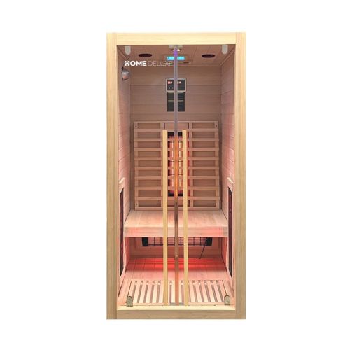 HOME DELUXE Cabine infrarouge 'SONORA S' Taille: 90 x 90 x 190 cm, pour 1 personne I Sauna infrarouge, Cabine infrarouge en bois, Sauna cabine infrarouge, Cabine chauffante pour sauna, Sauna
