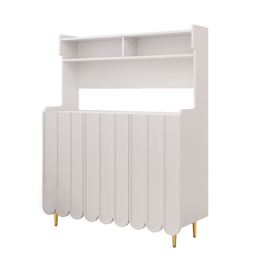 Buffet Blanc Épuré Avec Étagères Ouvertes - 120 X 40 X 151 Cm