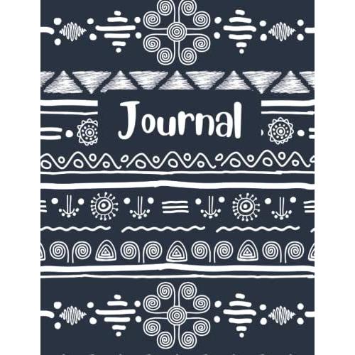 Journal: "Blue Network" Tribal Patterned 8.5" X 11" Dot Lined, 150 Page Notebook