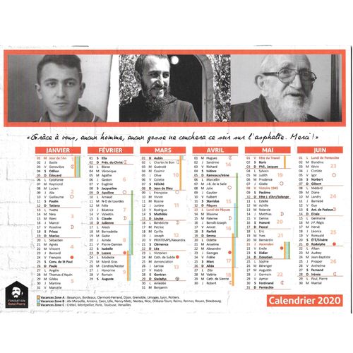 Calendrier 2020 De La Fondation Abbé Pierre
