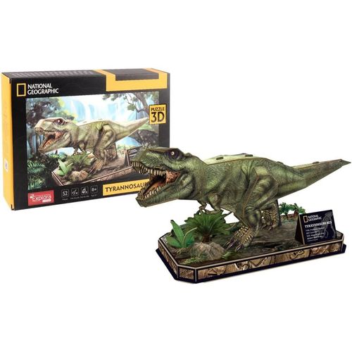 T-Rex - Puzzles 3d - 540210-52 Pièces - Animaux - Niveau 4 - Sans Colle Ni Ciseaux - Dinosaure - Construction - Licence National Géographic - Jeu De Construction - À Partir De 8 Ans