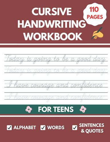 Cursive Handwriting Workbook For Teens: A cursive writing practice ...