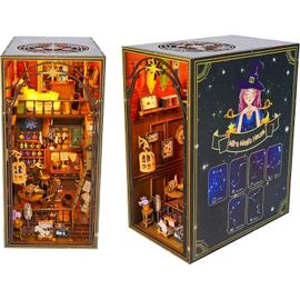 Diy Book Nook Kit, Maisons De Poupées Miniatures Kit, Puzzle 3d En Bois Coin Bibliothèque Décor Créativité Modèles Réduits Avec Lumière Led, Diorama Modélisme Pour Adultes, Maison Magique