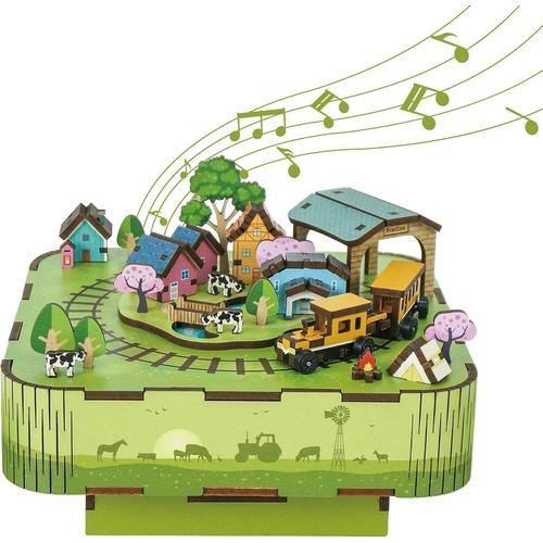 Boîte À Musique En Bois - Puzzle 3d - Kit De Modélisation Diy Pour Adultes - Boîte À Musique Rotative - Puzzle En Bois - Cadeau Pour La Décoration De La Maison - Cadeau Pour Anniversaire,