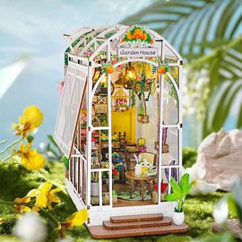 DIY Book Nook Kit, Maison Miniature De Jardin, Modèle De Maison Puzzle avec Lumières LED, Puzzle 3D Bois Booknook, Décoration De Bibliothèque, Maison Miniature À Construire Cadeaux Créatifs