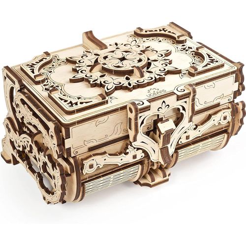 Puzzle 3d Mécanique En Bois - Boîte Antique À Bijoux En Bois - Casse Tete Puzzle En Bois 3d - Jeu De Construction - Coffre En Bois Ancien - Kits En Bois 3d Adulte - Cadeau Anniversaire De Noël