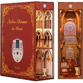 Diy Book Nook Modèle Kit, Puzzle 3d Maquette En Bois À Construire Construction Adulte Booknook Kits, Bookshelf Insert Diorama Bookends, Maison De Poupée,Cadeau Uniques(Notre-Dame De Paris)