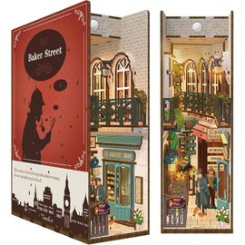 Diy Book Nook Modèle Kit, Puzzle 3d Maquette En Bois À Construire Construction Adulte Booknook Kits, Bookshelf Insert Diorama Bookends, Maison De Poupée,Cadeau Uniques(Rue Baker)