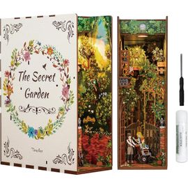Diy Book Nook Modèle Kit, Puzzle 3d Maquette En Bois À Construire Construction Adulte Booknook Kits, Bookshelf Insert Diorama Bookends, Maison De Poupée,Cadeau Uniques(Le Jardin Secret)