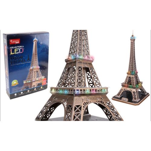 Tour Eiffel - Puzzles 3d Lumineux - 540050-84 Pièces - Monument Historique - Niveau 6 - Sans Colle Ni Ciseaux - Paris - Jeu De Construction - Cadeau - Maquette - À Partir De 8 Ans