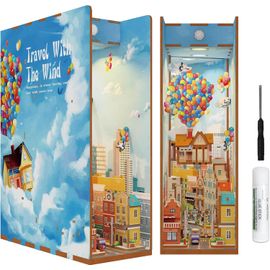 Diy Book Nook Modèle Kit, Puzzle 3d En Bois Pour Adultes Pour Construire Une Maison Miniature, Kit De Bricolage Avec Lumière, Cadeaux Personnalisés (Voyage Avec Le Vent)