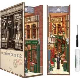 Diy Book Nook Modèle Kit, Puzzle 3d Maquette En Bois À Construire Construction Adulte Booknook Kits, Bookshelf Insert Diorama Bookends, Maison De Poupée,Cadeau Uniques(84 Charing Cross Road)