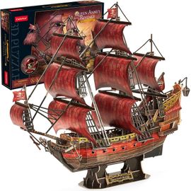 Puzzle 3d Maquette De Bateau De La Rouge Queen Anne's Revenge, Cadeau D'anniversaire Pour Adulte, 391 Pièces