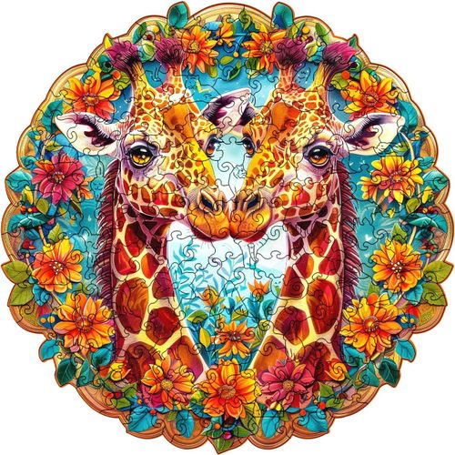 Puzzle En Bois Pour Adultes Puzzle De Forme Unique Girafe Animaux Puzzle Pour Le Cadeau (A4)