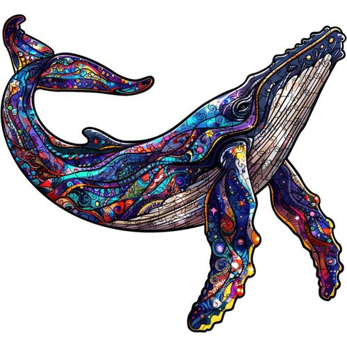 Puzzle En Bois Pour Adultes Puzzle De Forme Unique La Baleine Animaux Puzzle Pour Le Cadeau (A4)