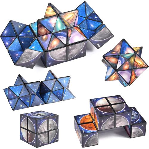 2 En 1 Cube Magique Du Ciel Étoilé, Magic Star Cube, Cube Transformant Jouet Anti-Stress Pour Enfants Et Adultes, Jeu Éducatif Cadeaux