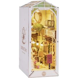 Sunshine Town Book Nook Kit | Puzzle 3d En Bois | Diy Maison De Poupée Avec Lumière Led Pour Adultes À Construire