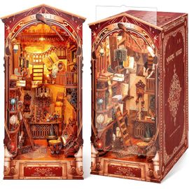 Puzzle 3d En Bois Book Nook Kit, Maquette En Bois À Construire Puzzle 3d Maison De Poupée Miniature À Monter Soi-Même Avec Lumière Led, Serre-Livres À Insérer Dans Une Étagère (Monde Magique)