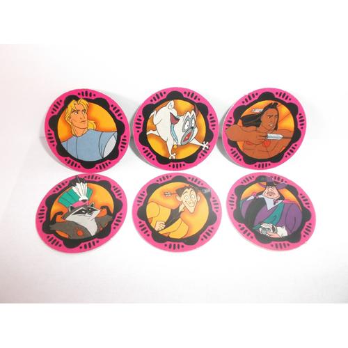 Lot De 6 Pogs « Picsou Magazine » - « Disney » - Spécial « Pocahontas » - Années 1990