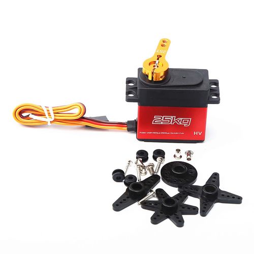 25KG Servo Numrique avec 25T Bras Servo IP66 Impermable Engrenages En Cuivre 180 Angle de fonctionnement pour 1/12 1/10 RC Voiture Bateau Avion Robot