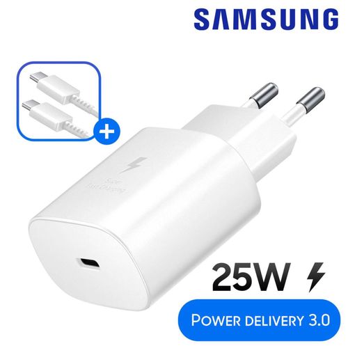 25W Chargeur Adaptateur Prise Secteur Blanc + cable Cordon USB-C Original Pour Samsung Galaxy A05 A05s A06 M06 M16 F06 F16 A16 A25 A26
