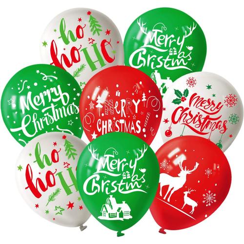 Ballon De Fête De Noël 12 Pouces Blanc Rouge Et Vert Ballons De