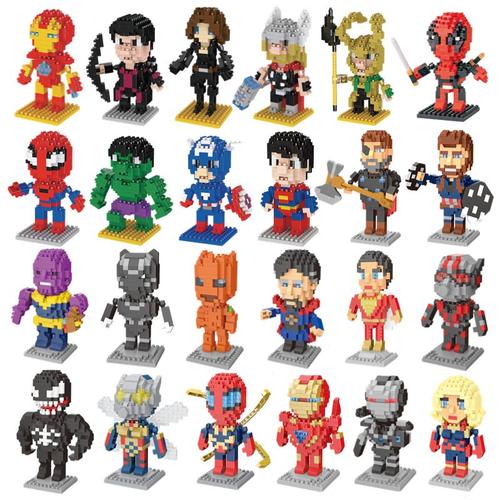 Mini Blocs De Construction Marvel Avenger 140 ? 387 Pièces Dessin Animé Super-Héros Iron Man Spider-Man À Assembler Modèle De Figurine