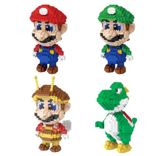 Decennie S De Construction De Figurines Danime Mario Pour Enfants Luigi Yoshi Dessin Anime Mini Petites Particules Assemblees Modele De Nuit Poupees Jouets Cadeaux