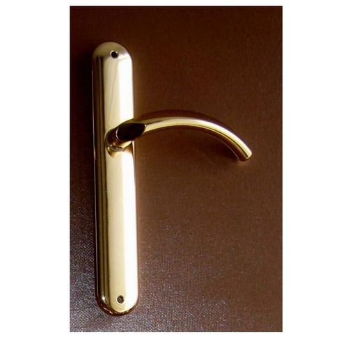 poignée DESIGN de porte sur plaque propreté rond en laiton doré poli verni avec ressort de rappel de béquilles Système pratique facile installe rapide trés chic élégant decoration de maison interieur