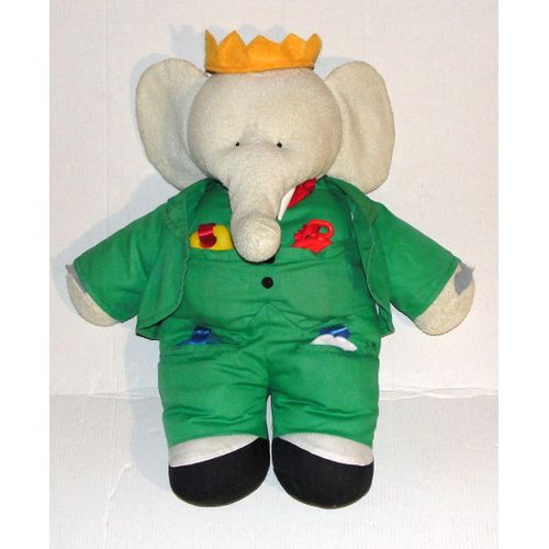 Peluche Babar Tissus Velour Eponge D'activités Vintage Ideal Loisirs