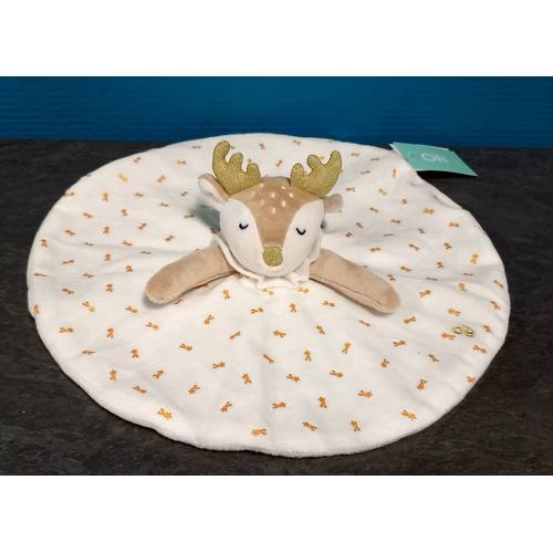 Doudou Rond Plat Renne Beige Okaidi