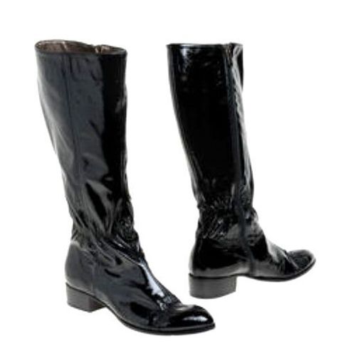 Ilian Fossa - Bottes Cavalières De Luxe En Cuir Verni Noir T37 Italien Soit 38 Fr