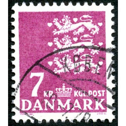 Timbre Oblitéré Danmark, 7 Kr, Kgl. Post
