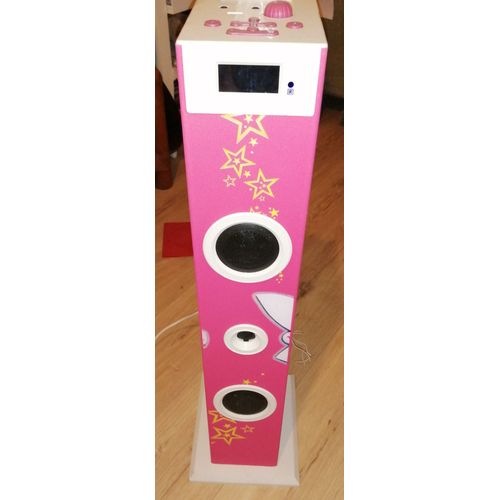 Tour haut parleur enfants Rose motifs féériques avec télécommande