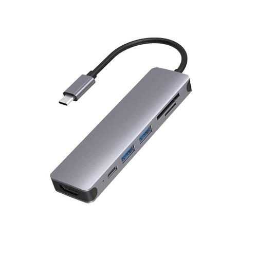ZESKRIS Hub USB C, 6 en 1 Adaptateur Multiport pour MacBook, Hub USB  alimenté avec lecteurs de Cartes SD/Micro SD 2 USB 3.0 4K HDMI 100W PD pour