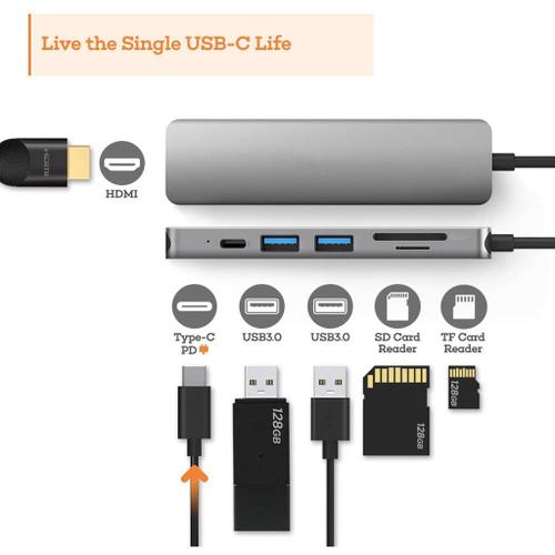 HUB USB C, Adaptateur USB C multiport pour MacBook Pro, Hub USB C à HDMI  6-en EUR 26,98 - PicClick FR