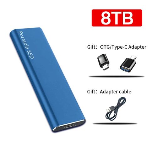 Disque dur externe SSD 8 To portable, disque à semi-conducteurs - Blue