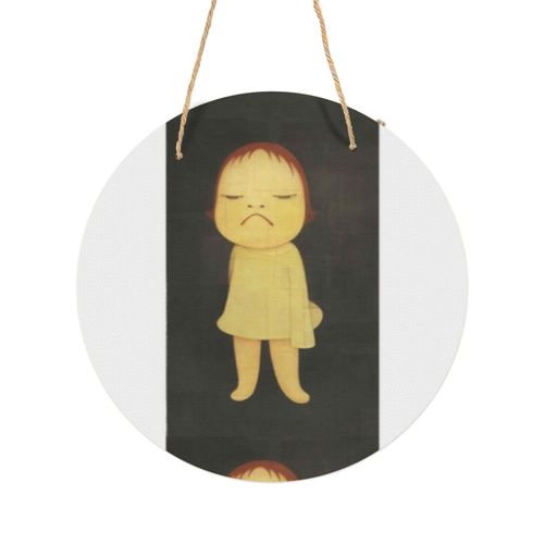 Panneau Métallique Rond vintage YOSHIMOTO NARA Bébé fille en colère, bouleversée en Aluminium 29cm - Impression Décorative Murale pour Maison, Bar, Café