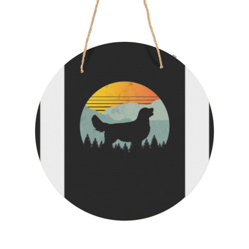Panneau Métallique Rond Cadeau de chien Golden Retriever Vintage Cool Retro Sun Wilderness en Aluminium 29cm - Impression Décorative Murale pour Maison, Bar, Café