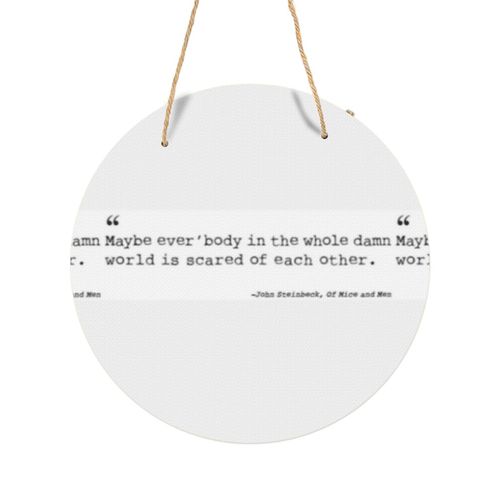 Panneau Métallique Rond Des souris et des hommes John Steinbeck effrayé en Aluminium 29cm - Impression Décorative Murale pour Maison, Bar, Café