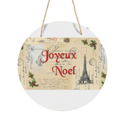 Panneau Métallique Rond Paris Joyeux Noel Vintage Noël en Aluminium 29cm - Impression Décorative Murale pour Maison, Bar, Café
