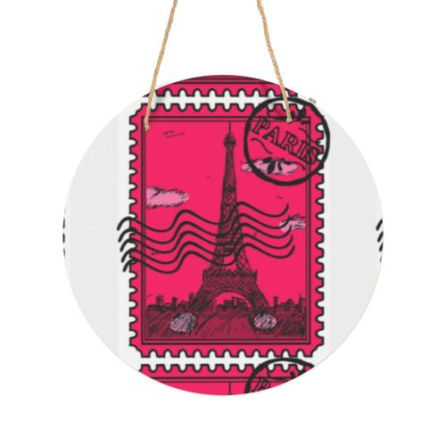 Panneau Métallique Rond Timbre-poste de Paris k en Aluminium 29cm - Impression Décorative Murale pour Maison, Bar, Café