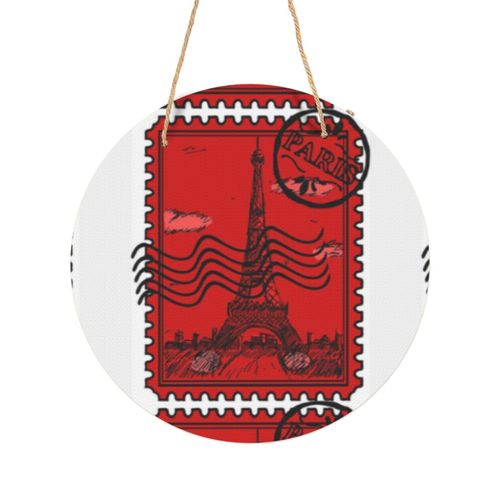 Panneau Métallique Rond Timbre Poste Paris Rouge en Aluminium 29cm - Impression Décorative Murale pour Maison, Bar, Café