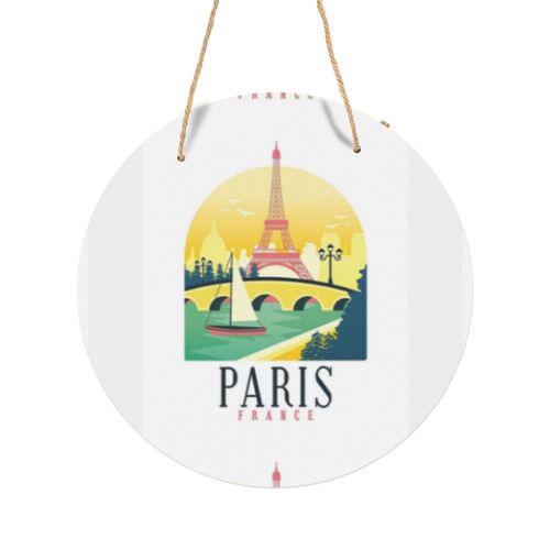 Panneau Métallique Rond PARIS SKYLINE FRANCE TOUR EIFFEL TEE CADEAU CADEAU SOUVENIR en Aluminium 29cm - Impression Décorative Murale pour Maison, Bar, Café