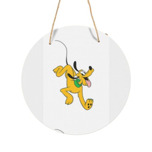 Panneau Métallique Rond PLUTO Chien en Aluminium 29cm - Impression Décorative Murale pour Maison, Bar, Café